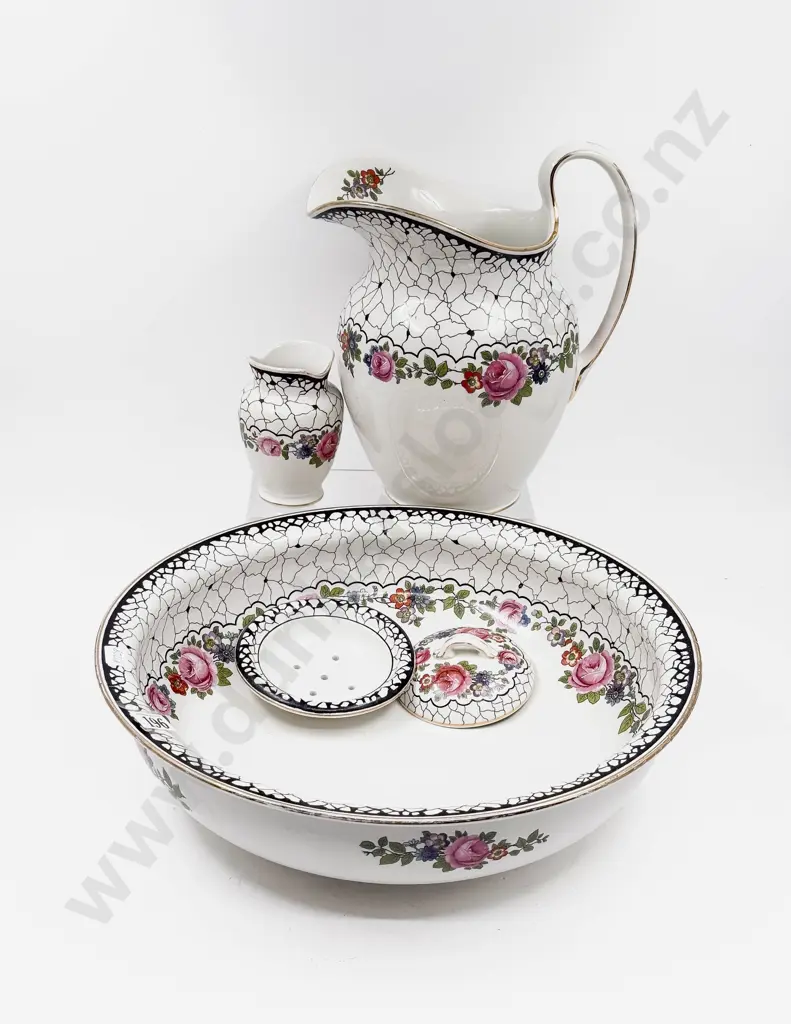 Floral Decorated Four Piece Wash Set Image 1++