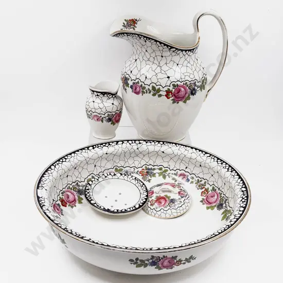 Floral Decorated Four Piece Wash Set