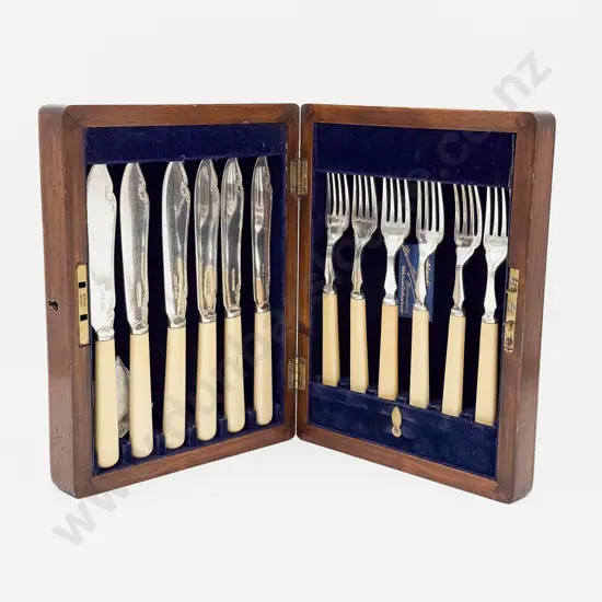 Cased Bone Handled Fish Knives & Forks