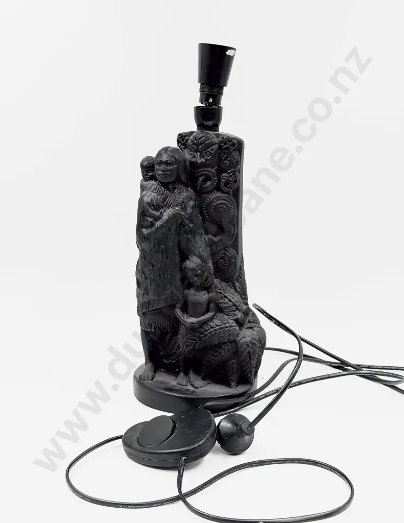 An Ebonised Figural Maori Themed Table Lamp (Needs Rewiring) Image 1++