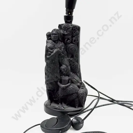 An Ebonised Figural Maori Themed Table Lamp (Needs Rewiring)
