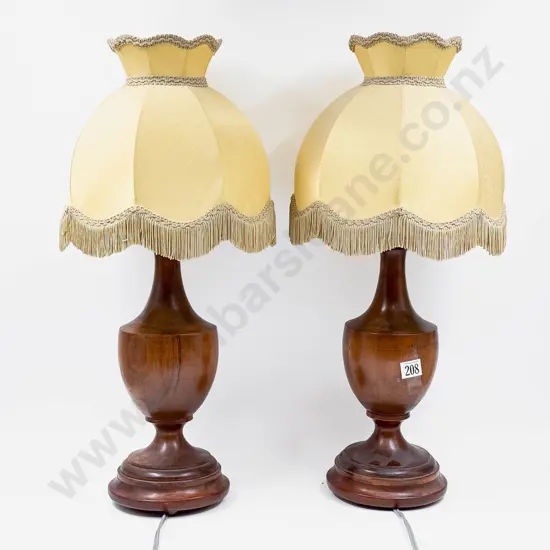 A Pair of Turned Wood Table Lamps