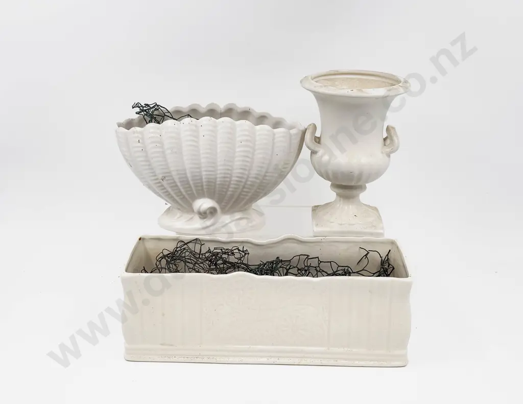 Beswick White Glazed Flower Trough With Shorter & Sons Vase (repaired) and Other Image 1++