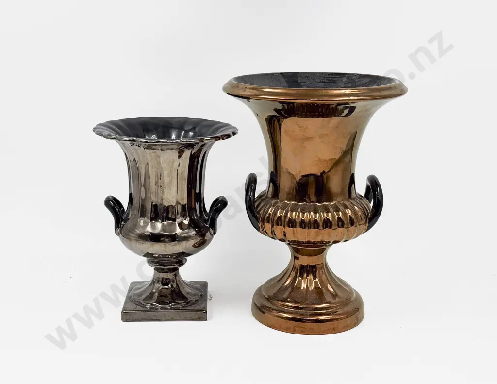 Beswick Copper Lustre Vase Together with Smaller Beswick Silver Lustre Vase Image 1++