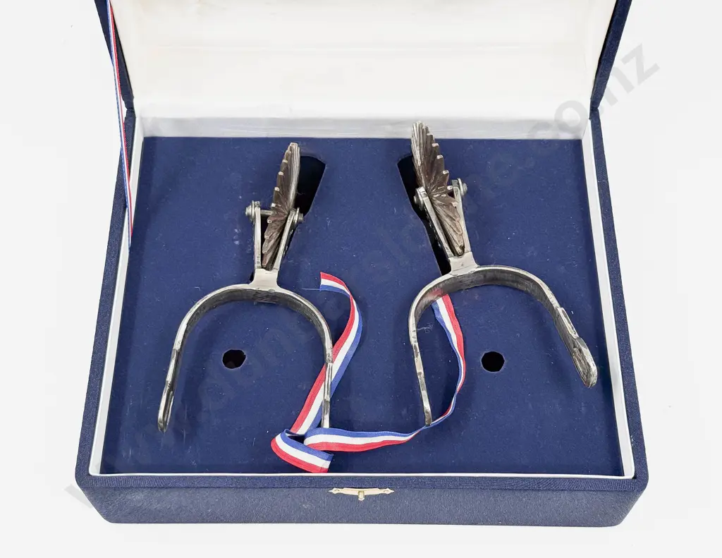 A Pair of Metal Spurs in Presentation Box Image 1++