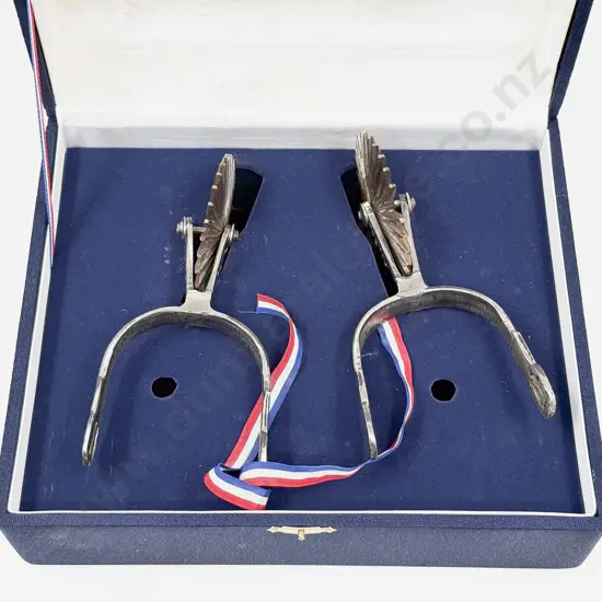 A Pair of Metal Spurs in Presentation Box