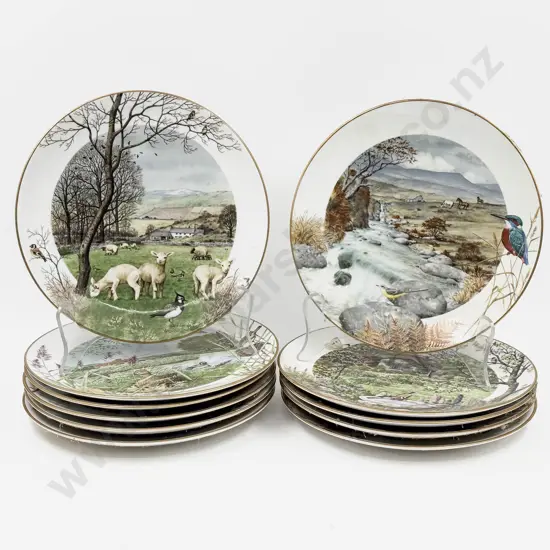 Eleven Royal Worcester Comm. Plates