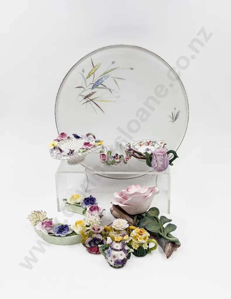 Qty of Assorted Floral Ornaments on Hutschenreuther Cake Plate Image 1++