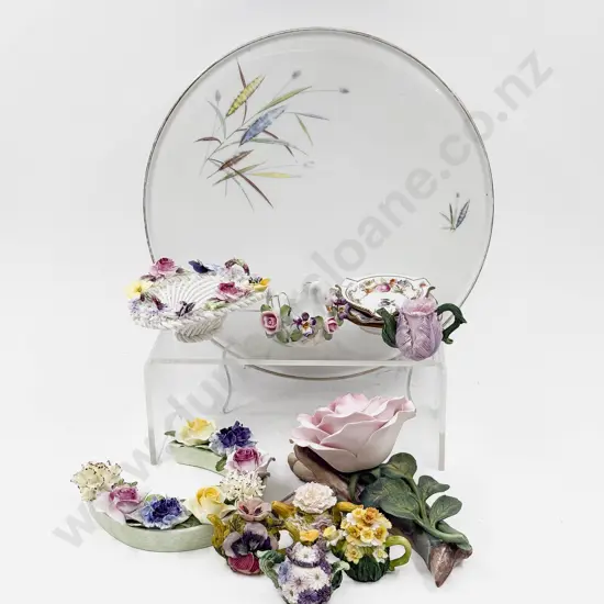 Qty of Assorted Floral Ornaments on Hutschenreuther Cake Plate