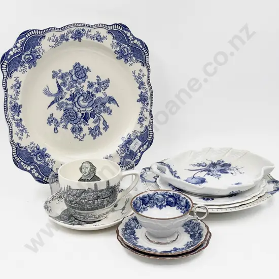 Crown Devon Breakfast Cup & Saucer together with Assorted Blue & White China