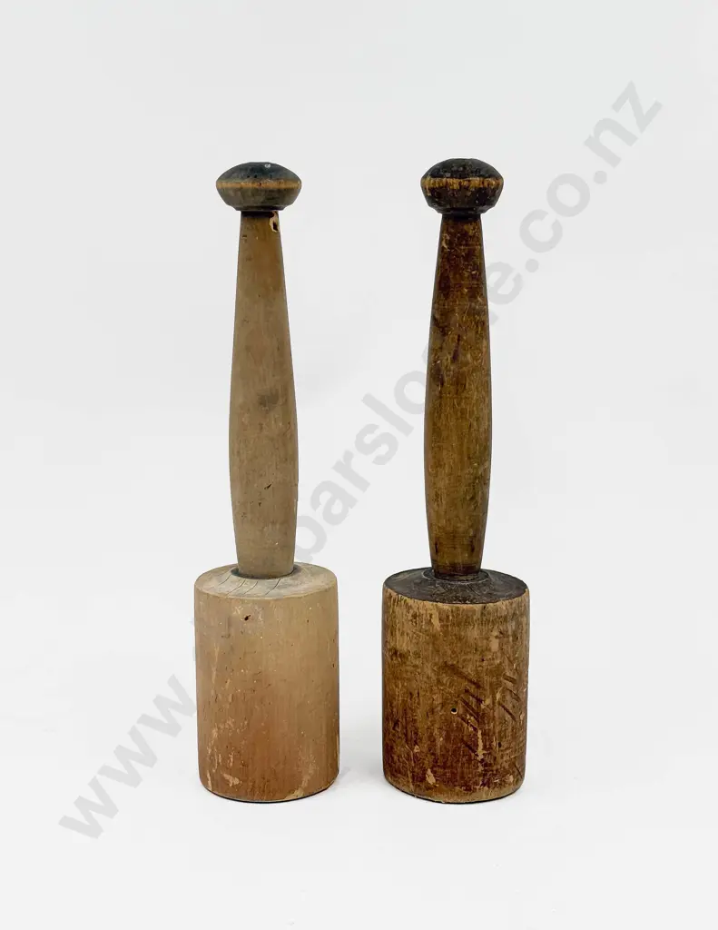 Pair of Vintage Wooden Kitchen Pounders Image 1++