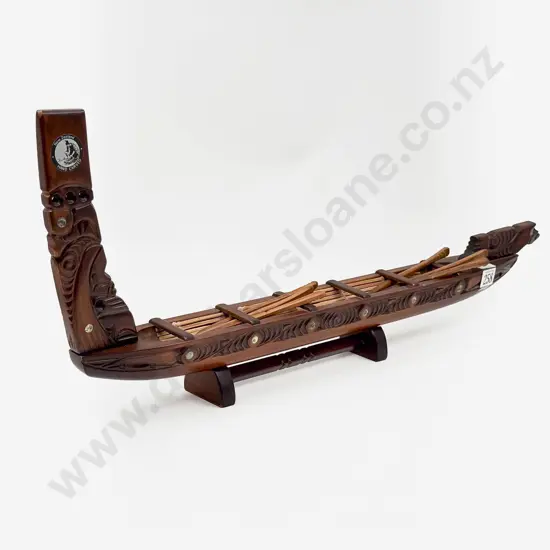 Modern Carved Model Waka on Stand