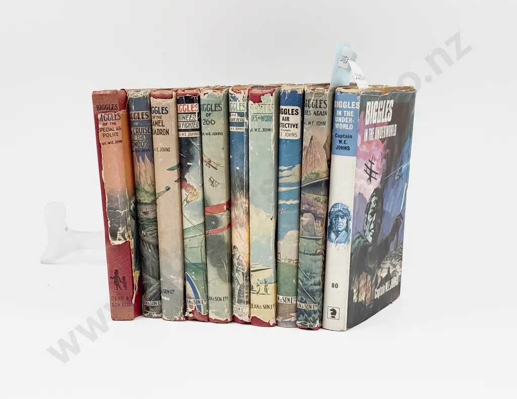 First Edition Biggles In The Underworld - Captain W.E.Johns with 9 Other Biggles Volumes Image 1++