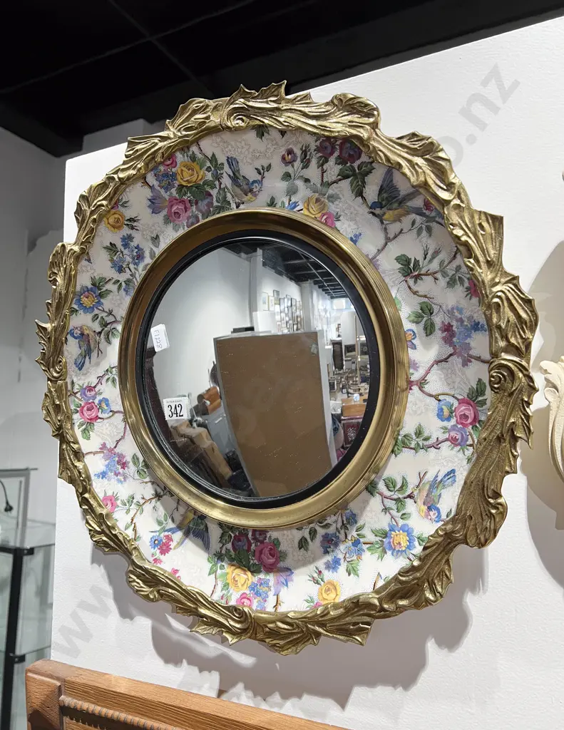 Royal Staffordshire Pottery Circular Gilt Framed Mirror Image 1++