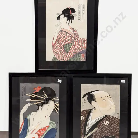 Three Japanese Ukiyo-e Portrait Prints