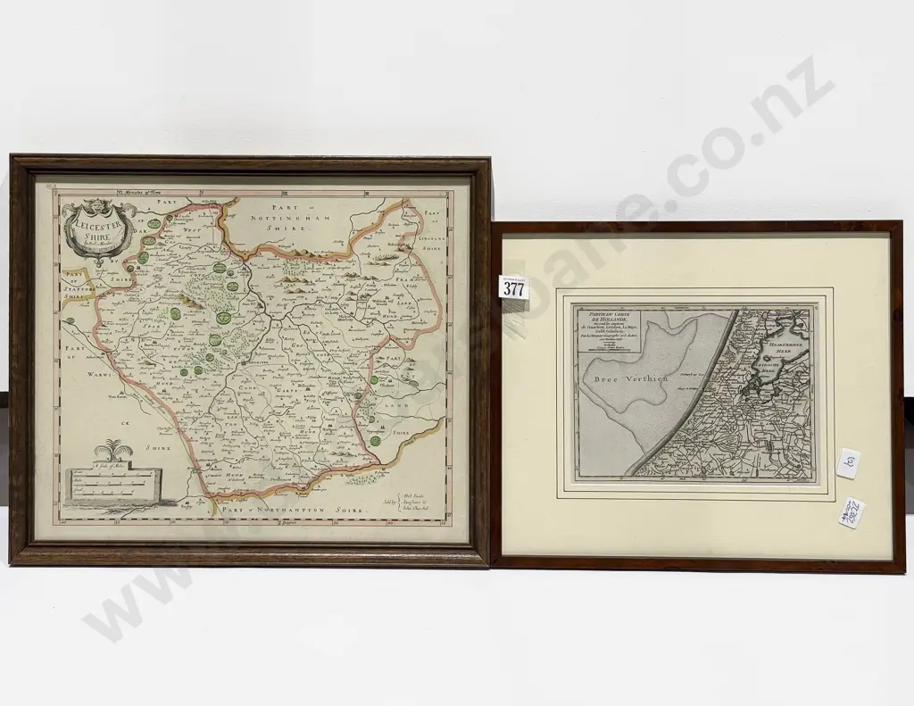 Two Framed Antique Hand Coloured Copper Engraved Maps Image 1++