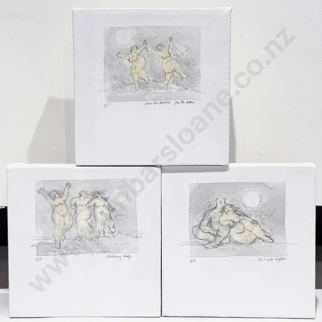Di Conway - Set of Three "Womens Stuff" Series - Mixed Media Canvas Works Image 1++