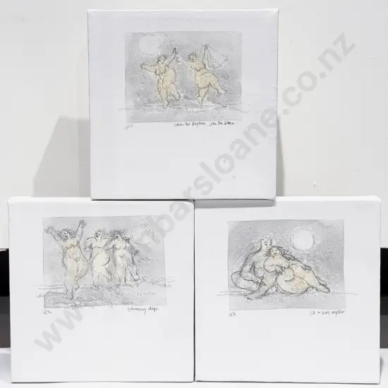 Di Conway - Set of Three "Womens Stuff" Series - Mixed Media Canvas Works