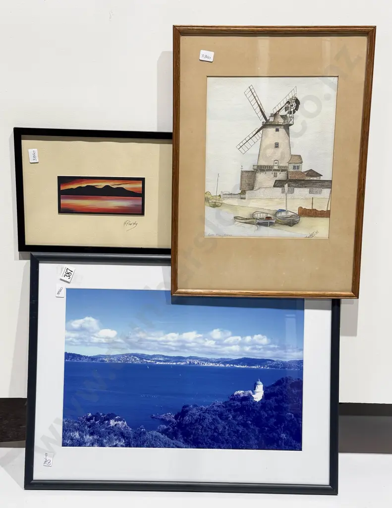 Framed Wellington Photographic Print Together with Windmill Study W/C and other Image 1++