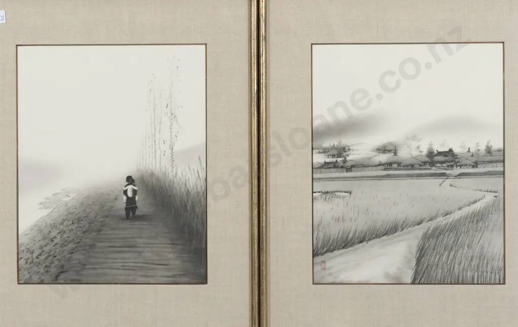 Ma Choung Yuk (Korean) - Four Prints Depicting Life in Rural Korea Image 1++