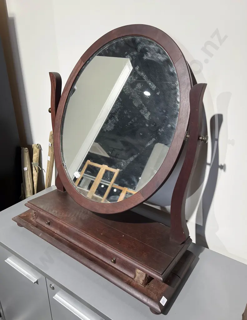 Mahogany Toilet Swing Mirror (A/F) Image 1++