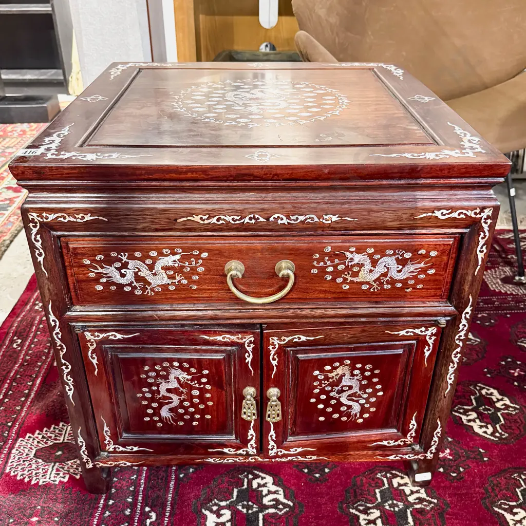 Chinese MOP Inlaid Single Drawer Side Cabinet Image 1++