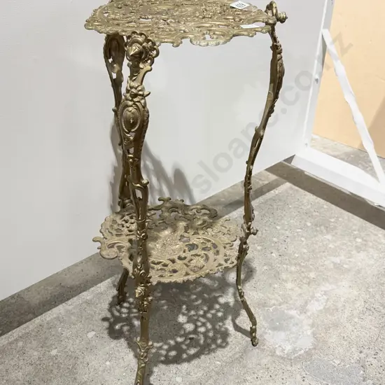 Ornate Brass Two Tier Plant Stand