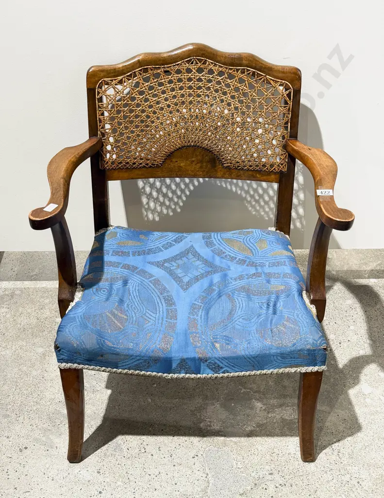Cane Backed Open Arm Fireside Chair Image 1++