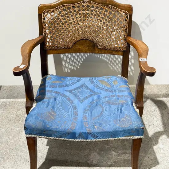 Cane Backed Open Arm Fireside Chair