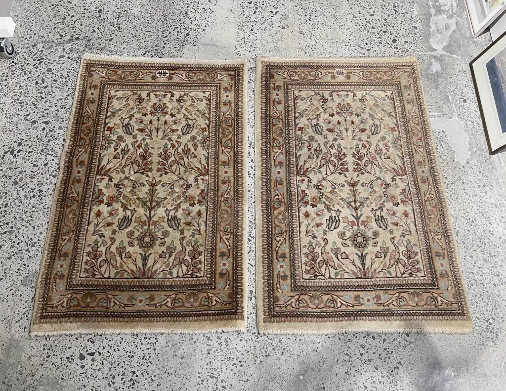 Pair Of Persian Floor Rugs with Allover Floral Motifs Image 1++