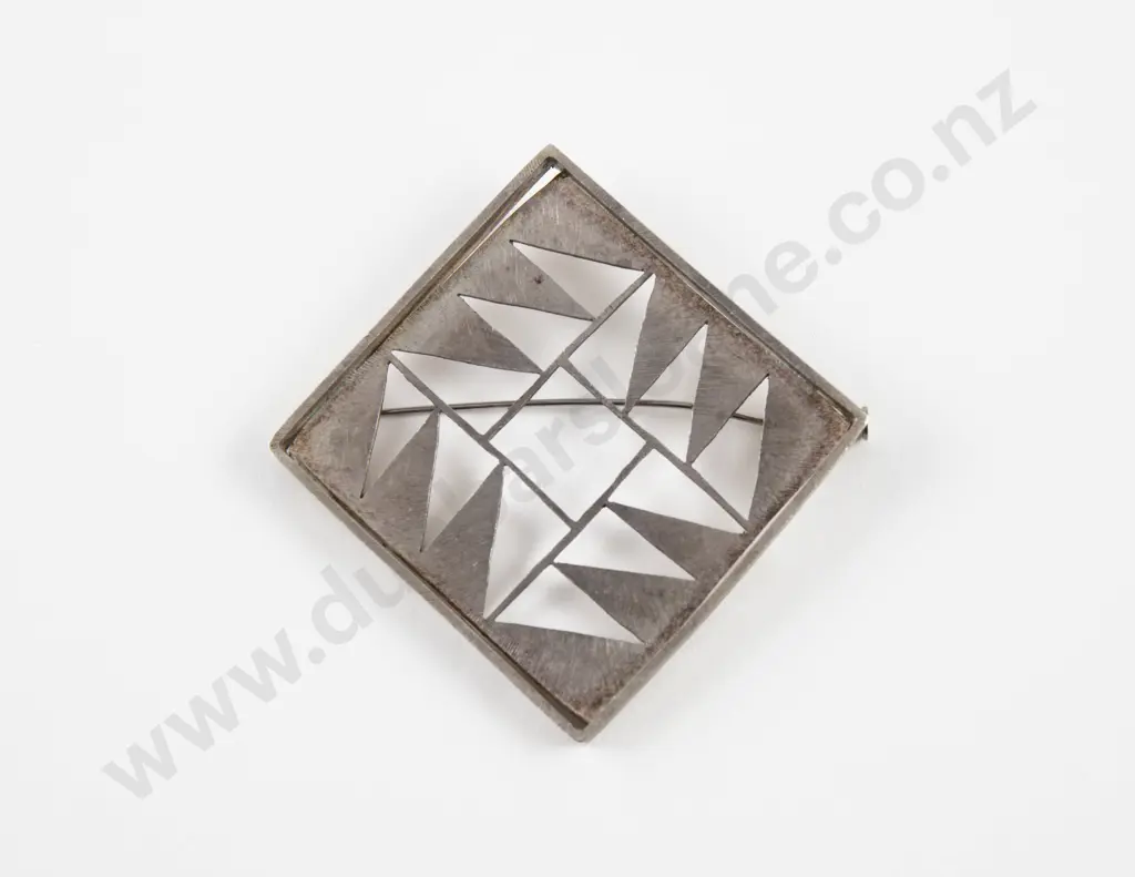 NZ Jeweller Blair Smith S/S Geometric Square Brooch Image 1++