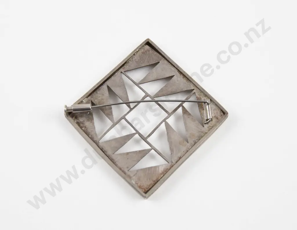 NZ Jeweller Blair Smith S/S Geometric Square Brooch Image 1++