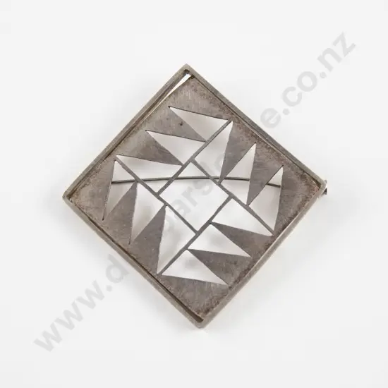 NZ Jeweller Blair Smith S/S Geometric Square Brooch