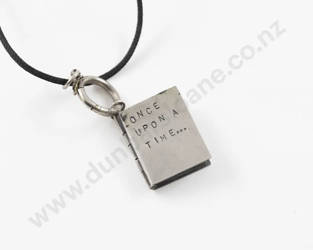 NZ Jeweller Rebecca Fargher Oxidised S/S 'Once Upon a Time' Book Charm Pendant Image 1++