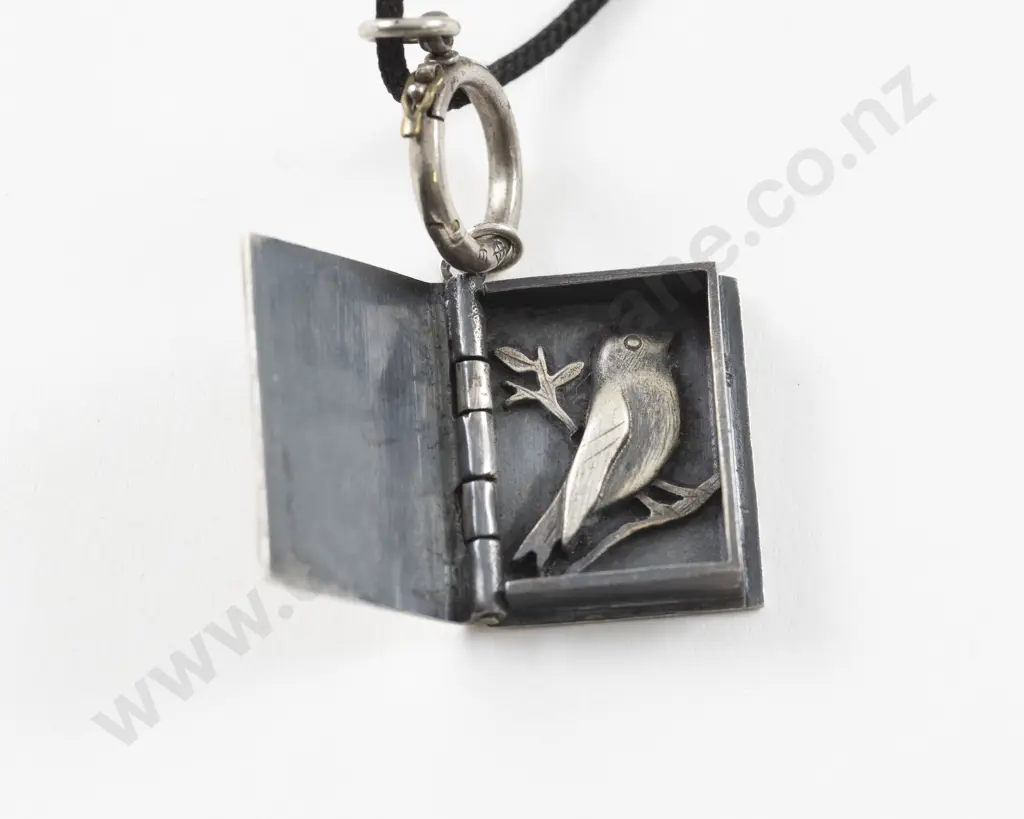 NZ Jeweller Rebecca Fargher Oxidised S/S 'Once Upon a Time' Book Charm Pendant Image 1++