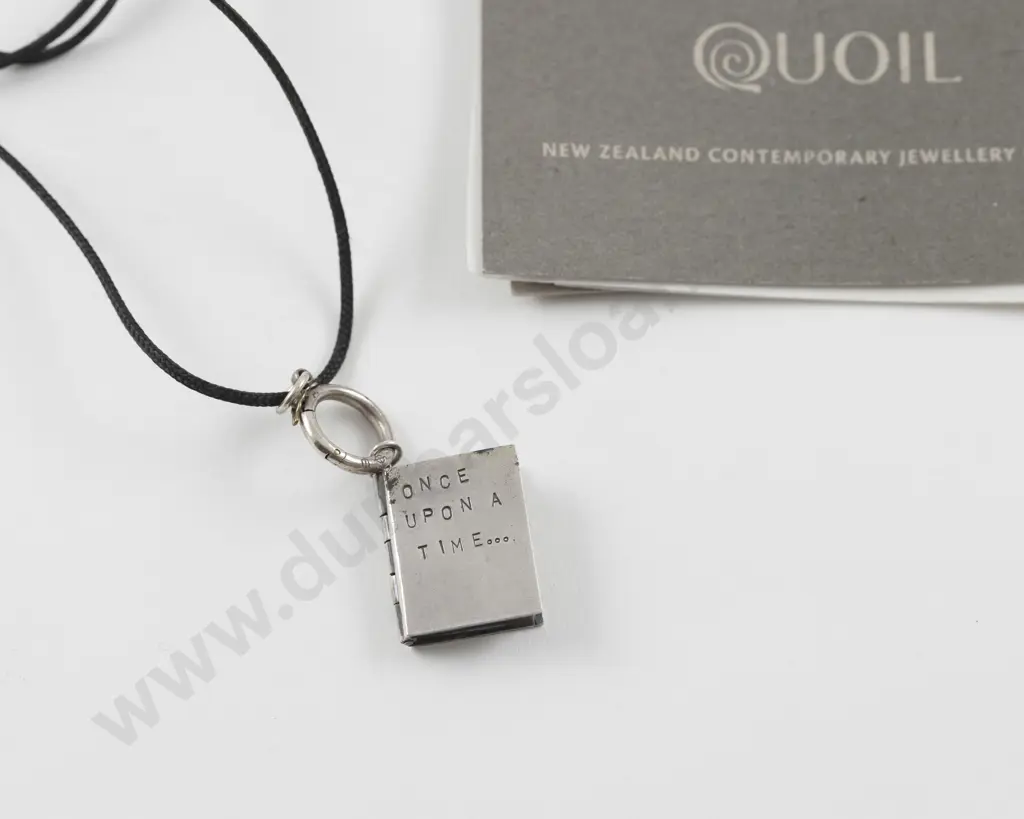NZ Jeweller Rebecca Fargher Oxidised S/S 'Once Upon a Time' Book Charm Pendant Image 1++