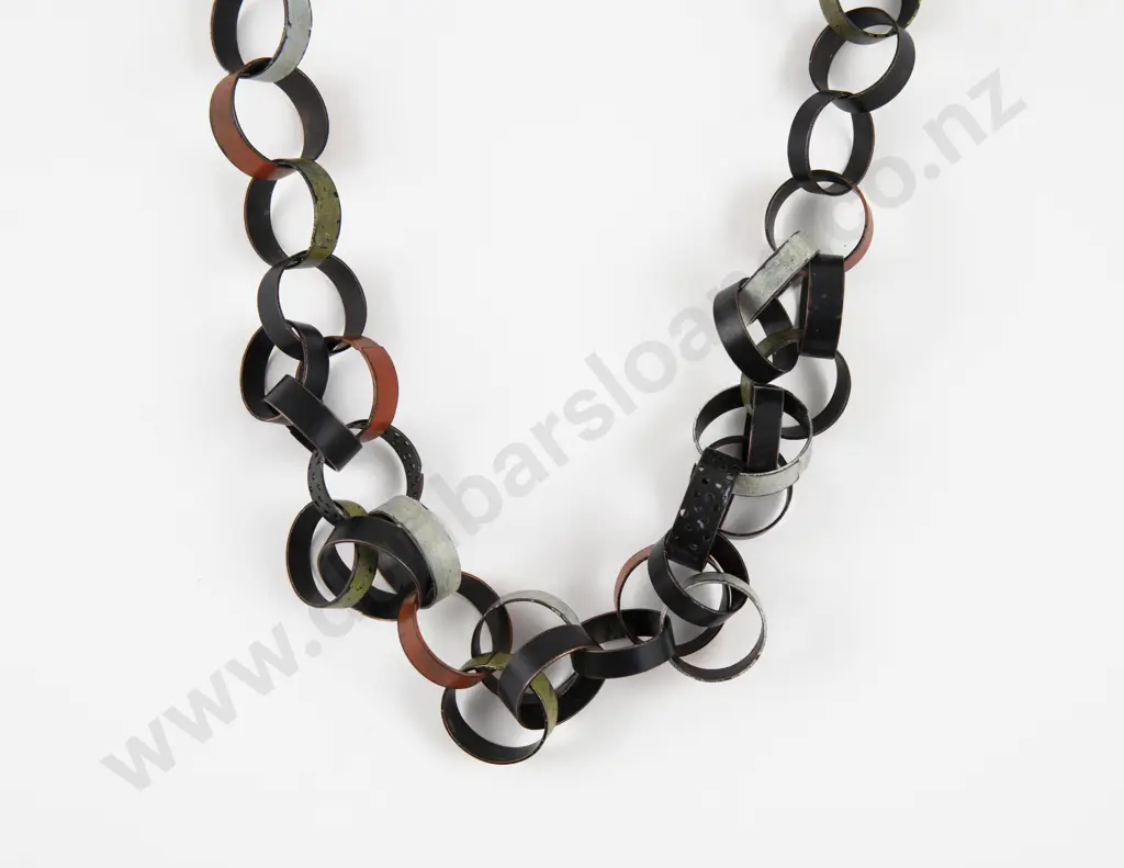 NZ Jeweller Becky Bliss Painted Oxidised Copper Necklace Image 1++