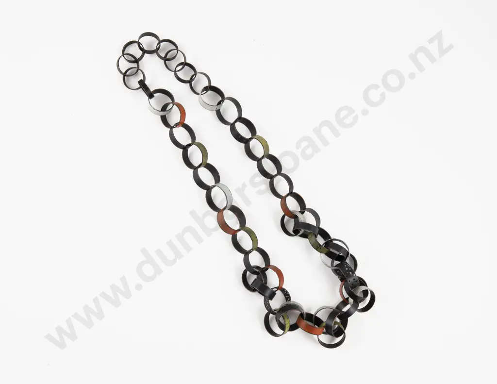 NZ Jeweller Becky Bliss Painted Oxidised Copper Necklace Image 1++