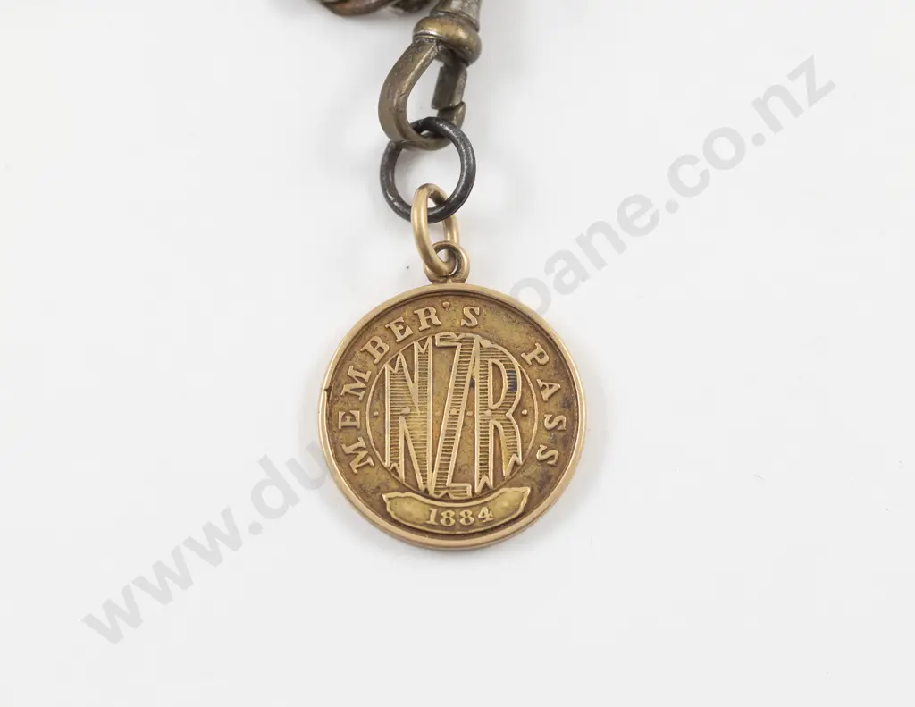 NZ Historical 1884 15ct Railways Pass Medallion Image 1++