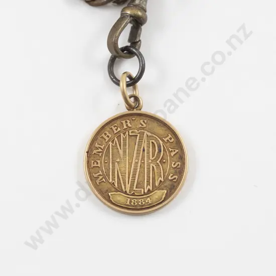 NZ Historical 1884 15ct Railways Pass Medallion