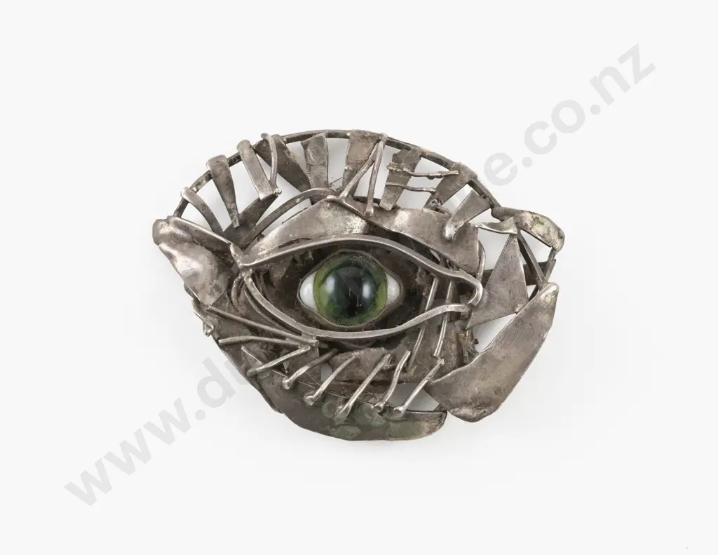 Frank Taira Modernist Artist (Japanese-American) S/S Brutalist Eye Brooch Image 1++