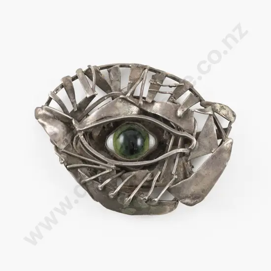 Frank Taira Modernist Artist (Japanese-American) S/S Brutalist Eye Brooch