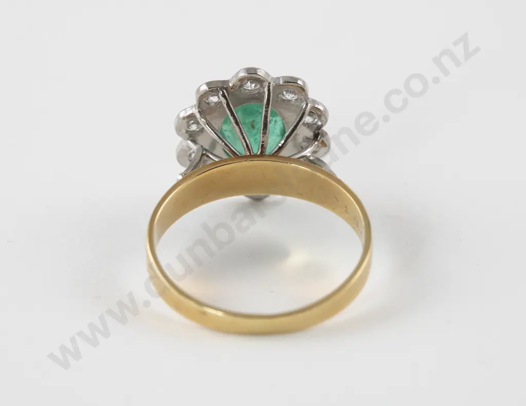 18ct Diamond and Emerald Cluster Ring Image 1++