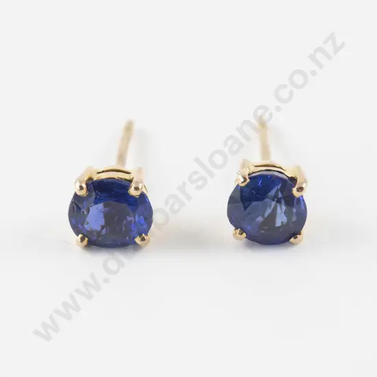 Pair 18ct Single Stone Sapphire Stud Earrings