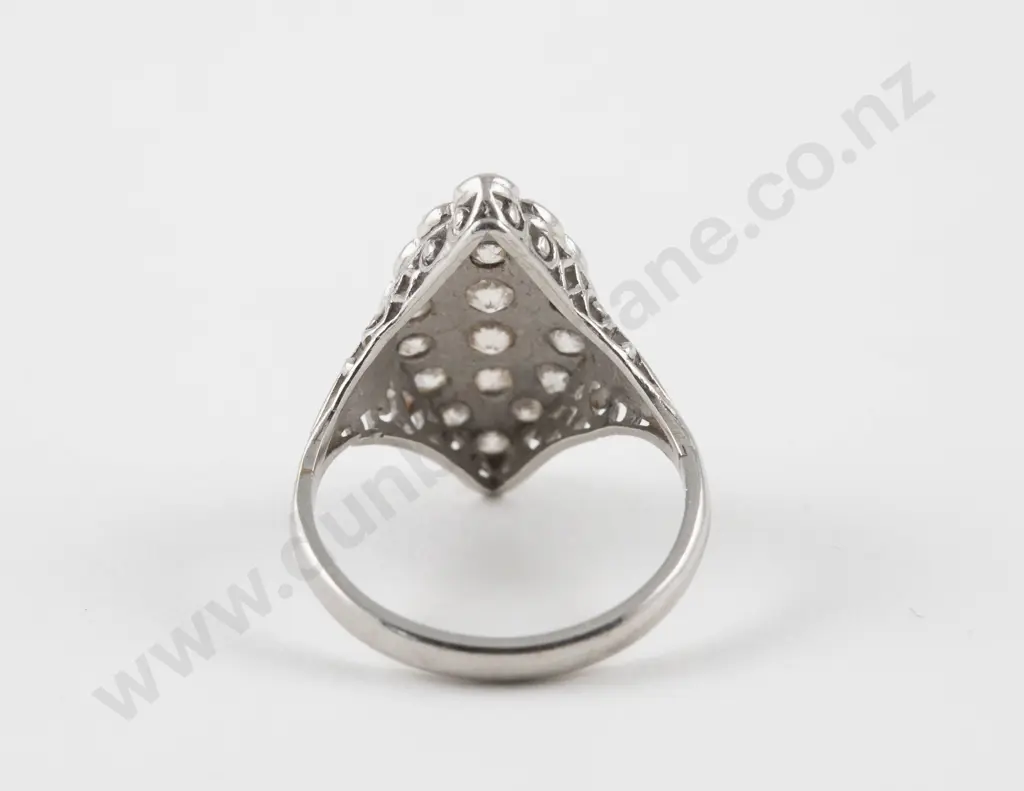 Early C20th All Platinum 18Stone Diamond Cluster Ring Image 1++