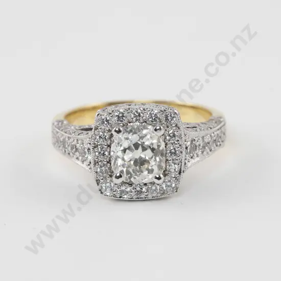 18ct Yellow and White Gold 107Stone Diamond Cluster Ring