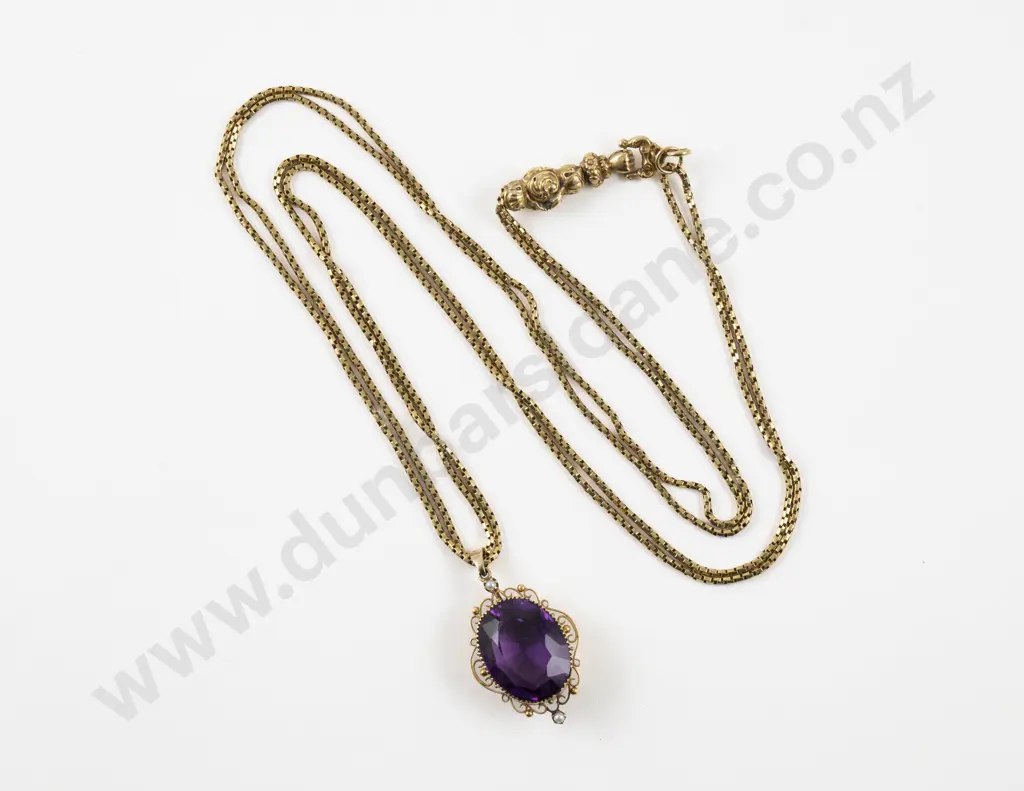 Victorian 18ct and 9ct Single Stone Amethyst Pendant Image 1++