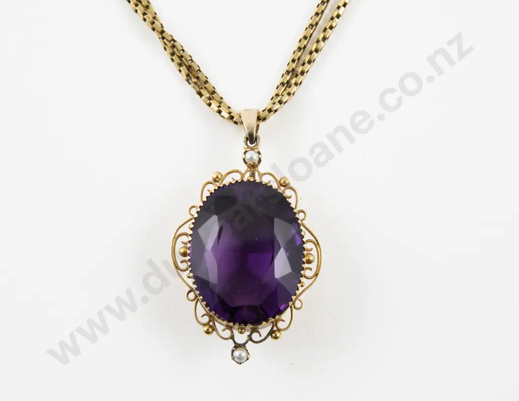 Victorian 18ct and 9ct Single Stone Amethyst Pendant Image 1++