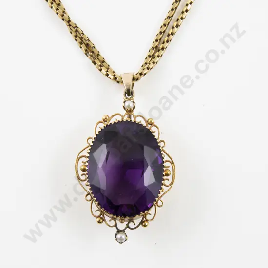 Victorian 18ct and 9ct Single Stone Amethyst Pendant