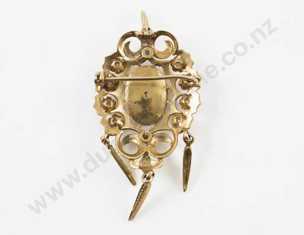 Victorian 18ct Enamel Sapphire and Pearl Pendant Image 1++